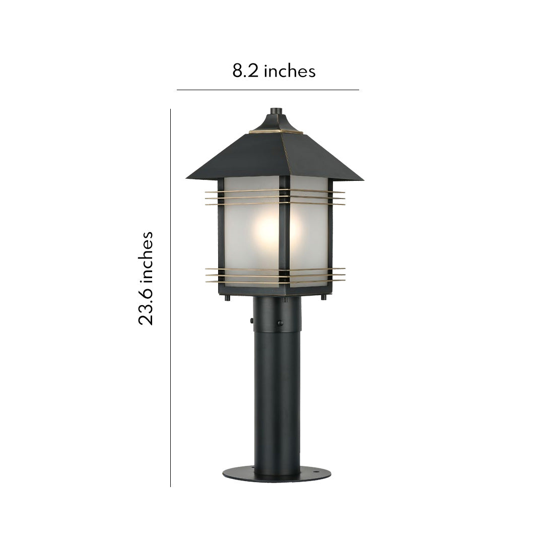Aurea Copper Path Light with Glass Shade for Garden Walkways