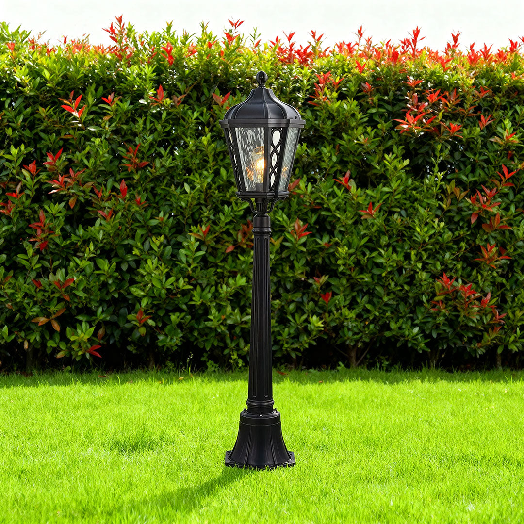 Modern European Outdoor Post Light with Clear Glass Shade