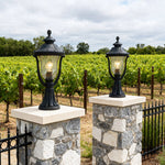 Chestnut Aluminum Post Light with Clear Glass Shade for Modern Gardens
