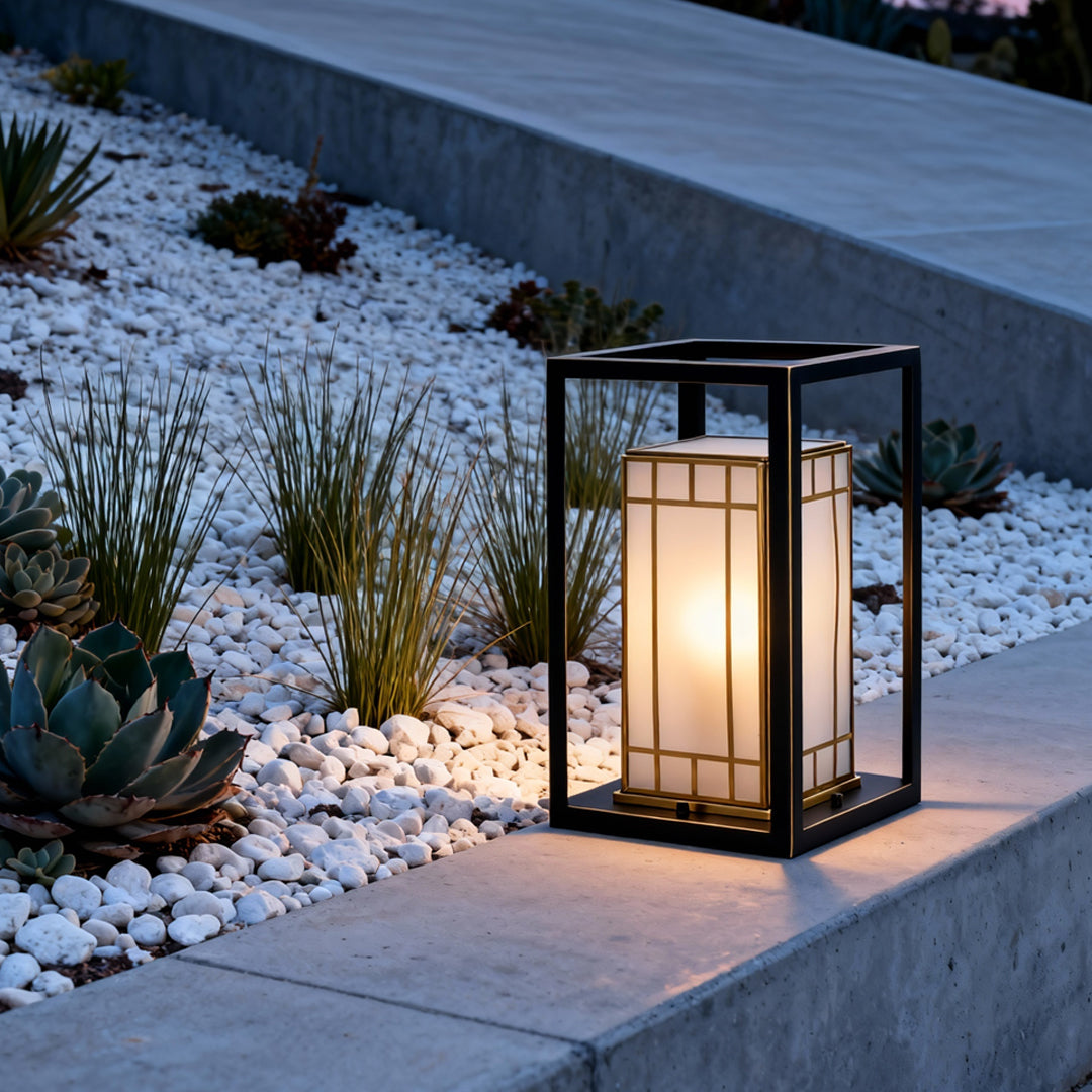Luxury Copper Lantern Bollard Light for Outdoor Minimalist Spaces