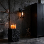 American Black Iron Lantern Wall Sconce for Vintage Industrial Interiors