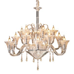 French Art Glass Chandelier with Elegant Hardware, 12 or 18 Lights