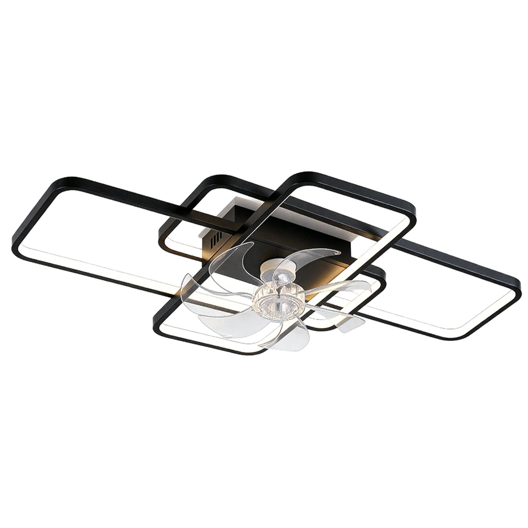 Modern Ceiling Fan with LED Light, Acrylic Shade, Clear ABS Blades