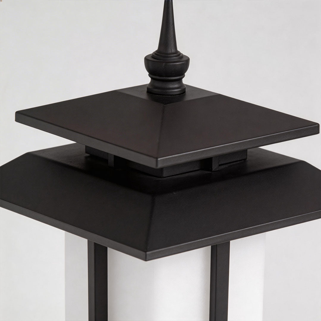 Modern Outdoor Pillar Light in Black Aluminum with Clear Glass Shade