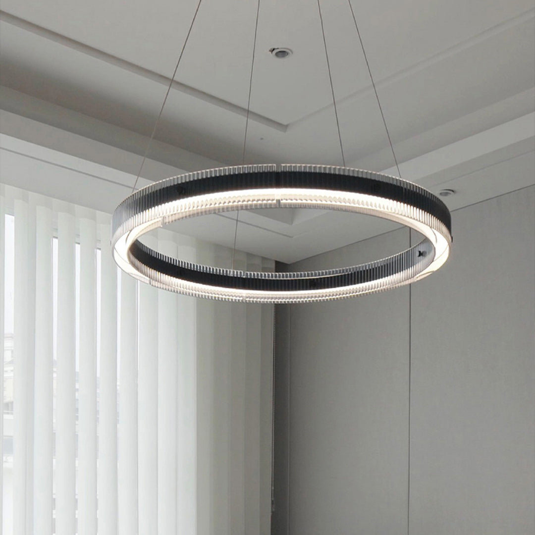 Black Round Chandelier Minimalist Italian Glass Pendant Light