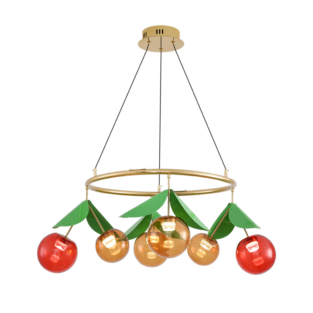 Aurelia Nordic Glass Bulb Chandelier with LED Cherry Accents