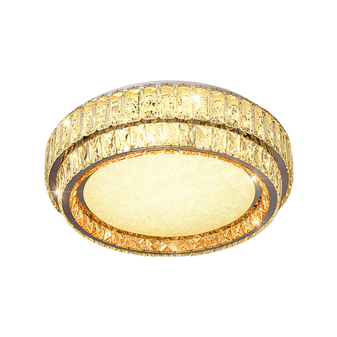 Lumina Crystal Flush Mount Ceiling Light – Full Spectrum LED, Chrome & Stainless Steel