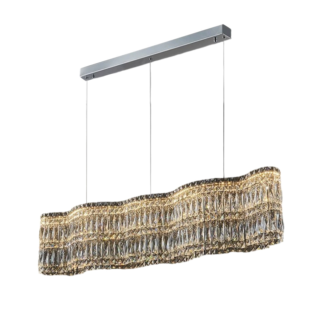 Modern Crystal Chandelier with LED Lighting, Stainless Steel Frame, Dimmable