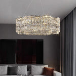 Modern Crystal Chandelier with LED Lighting, Stainless Steel Frame, Dimmable
