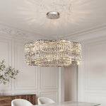 Modern Crystal Chandelier with LED Lighting, Stainless Steel Frame, Dimmable