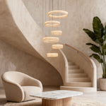 Aurelia Crystal Chandelier – Layered Gold Aluminum & LED Hanging Light