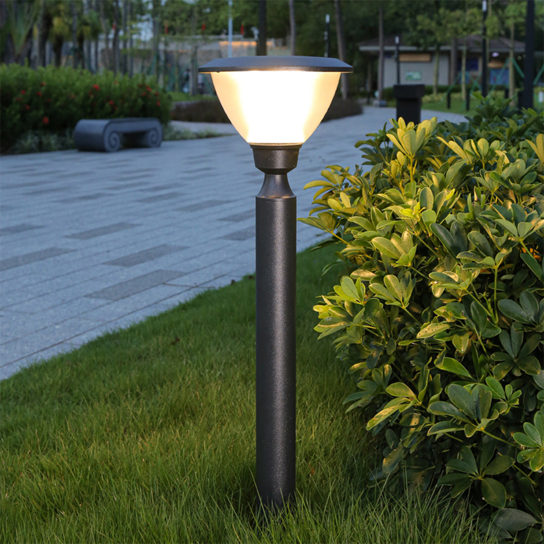 Modern Outdoor Bollard Light in Black Aluminum for Pathways and Courtyards