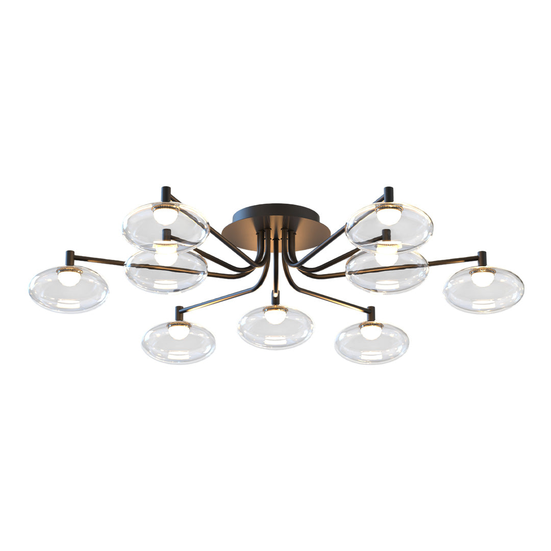 Lumina Glass Flush Mount Ceiling Light — Modern LED Fixture in Black