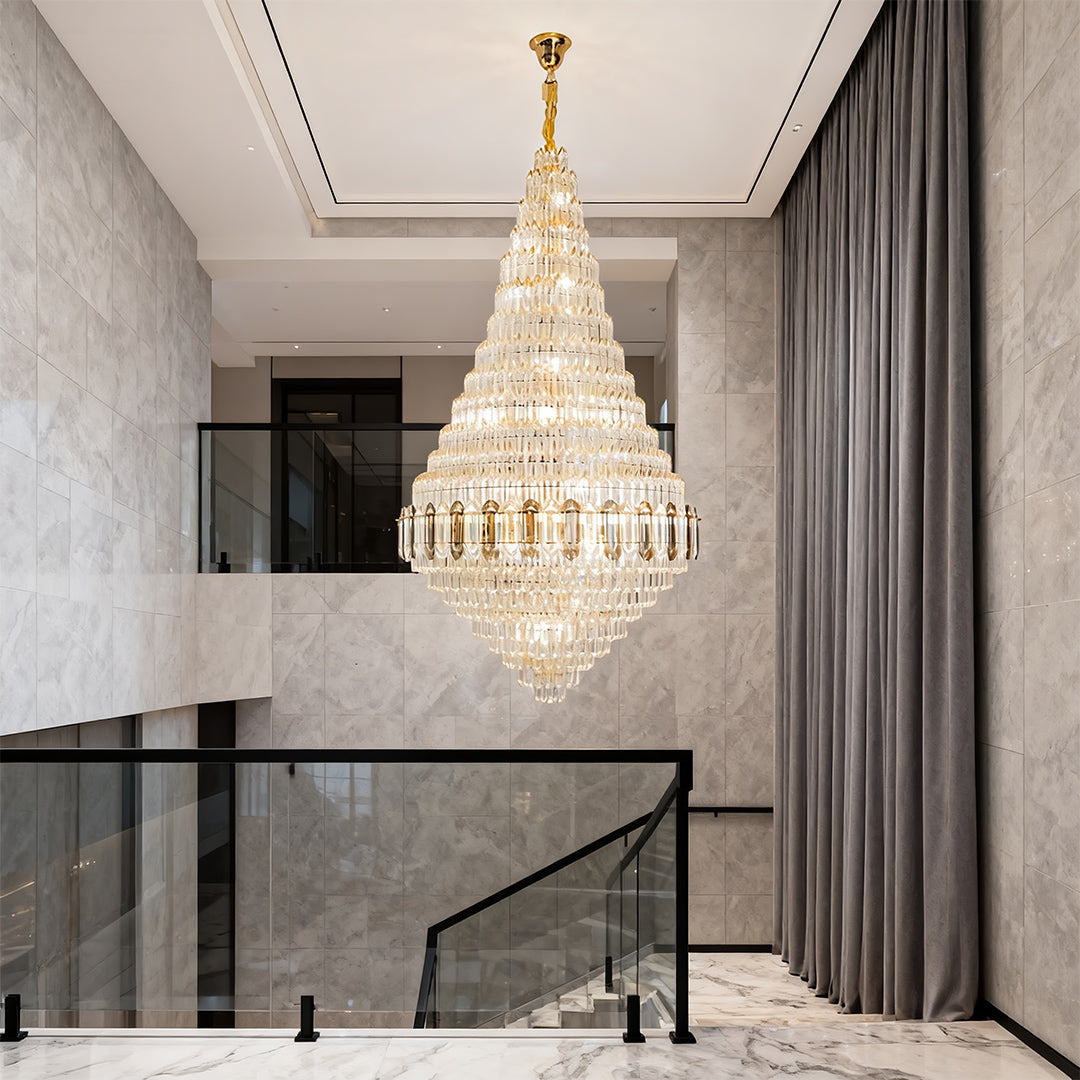 Aurelia Gold Crystal Chandelier – Large French Art Glass Pendant for Living & Dining