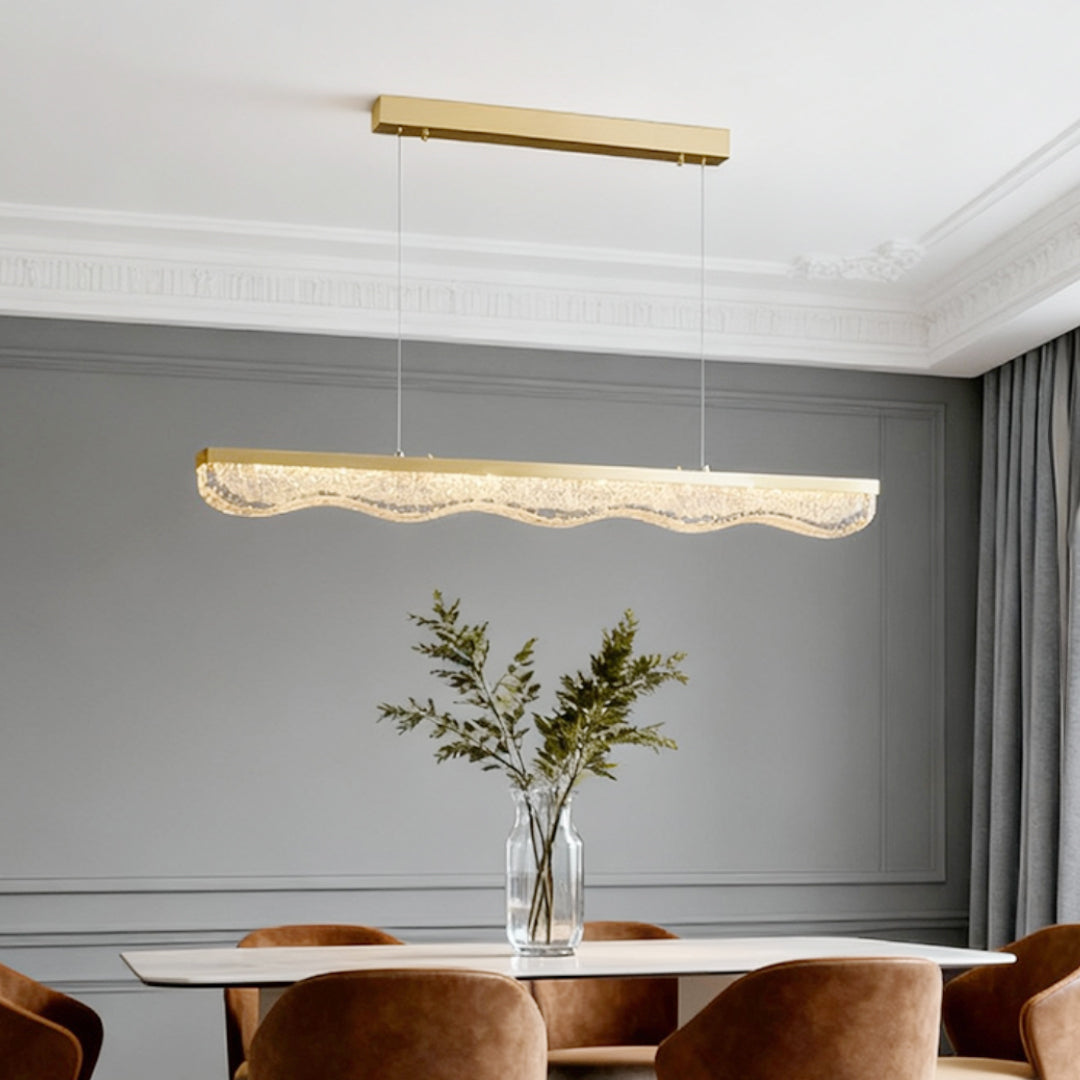 Aurelia Linear Gold Pendant Light with Crystal Resin Shade