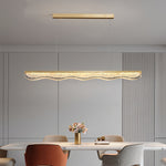 Aurelia Linear Gold Pendant Light with Crystal Resin Shade