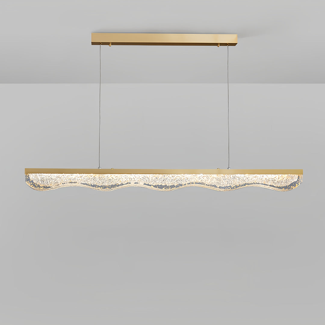 Aurelia Linear Gold Pendant Light with Crystal Resin Shade