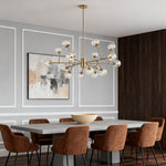 Bubble Sputnik Chandelier with Clear Glass Globes in Gold Finish