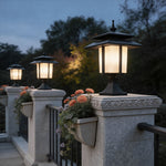 Modern Outdoor Pillar Light in Black Aluminum with Clear Glass Shade