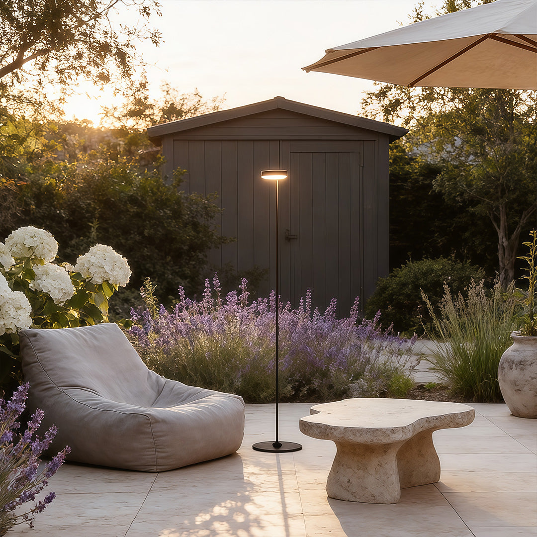 Modern Minimalist Outdoor Floor Lamp – Black Waterproof LED Garden Light