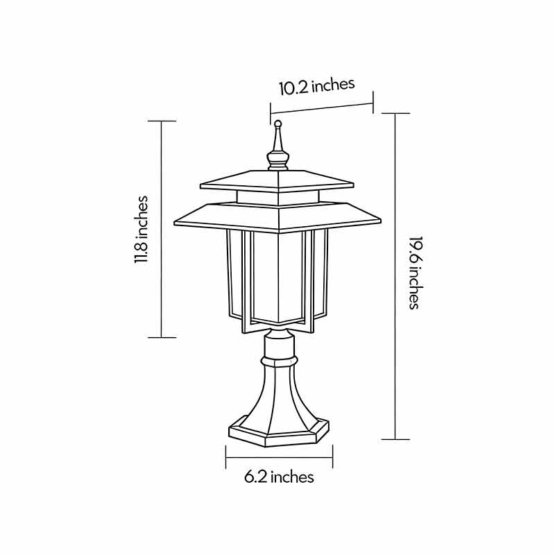 Modern Outdoor Pillar Light in Black Aluminum with Clear Glass Shade