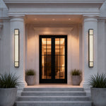 Modern Outdoor Wall Sconce with Marble Shade in Stainless Steel