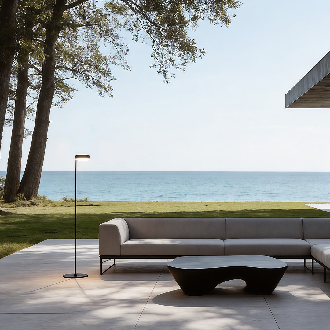 Modern Minimalist Outdoor Floor Lamp – Black Waterproof LED Garden Light