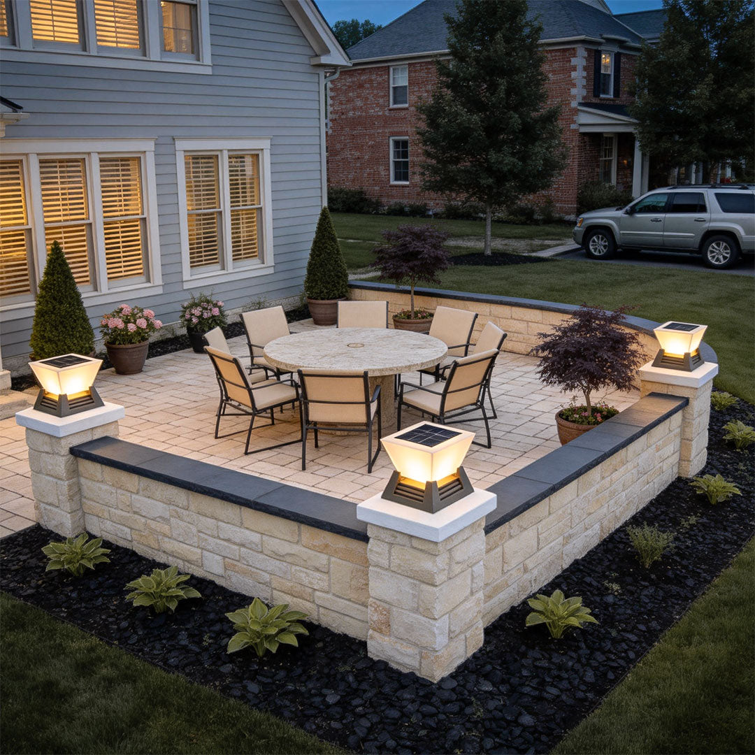 Modern Outdoor Pillar Light in Black Stainless Steel with Warm White LED
