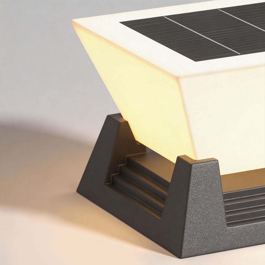 Modern Outdoor Pillar Light in Black Stainless Steel with Warm White LED
