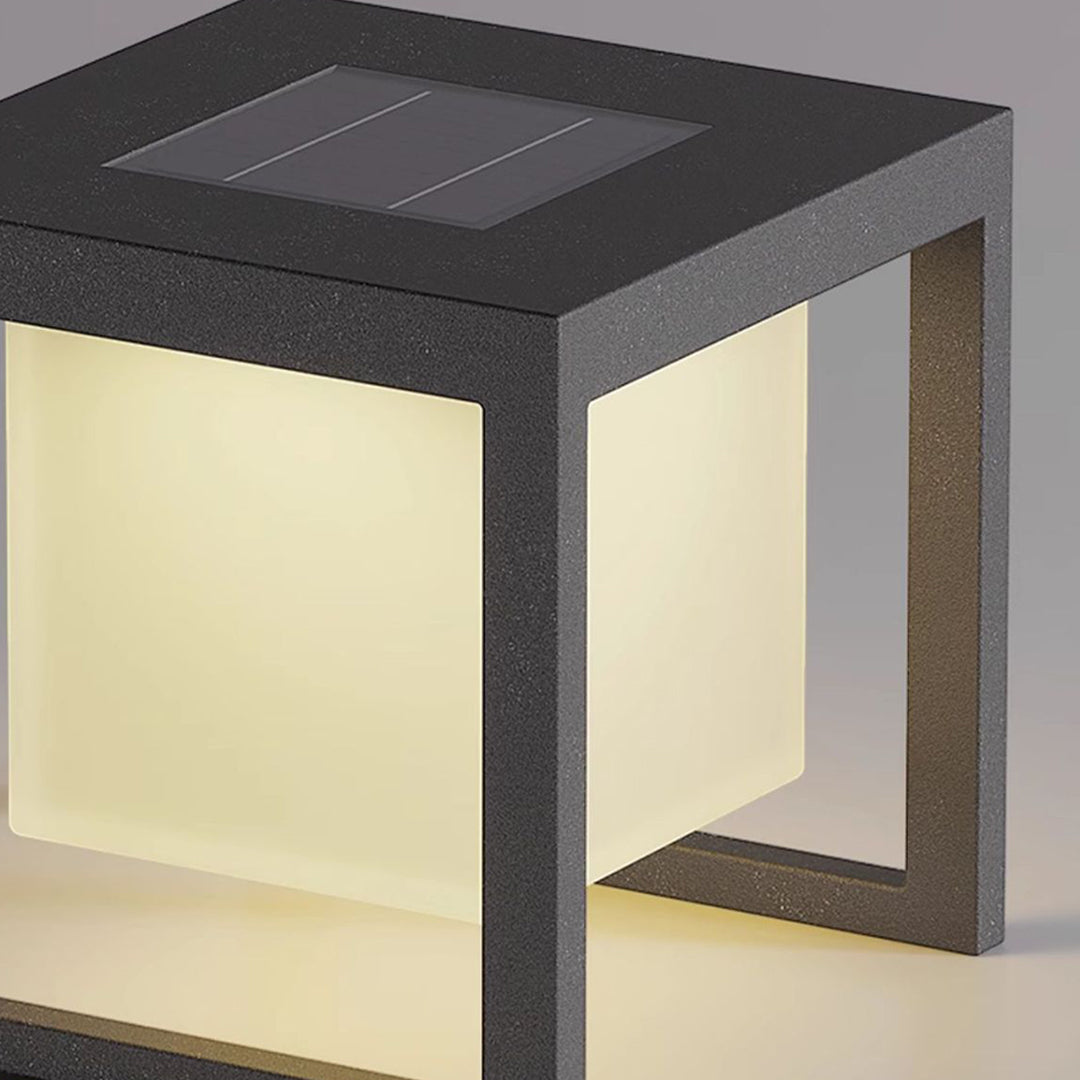Solar-Powered Floor Lamp with Side Table – Modern Outdoor Lighting