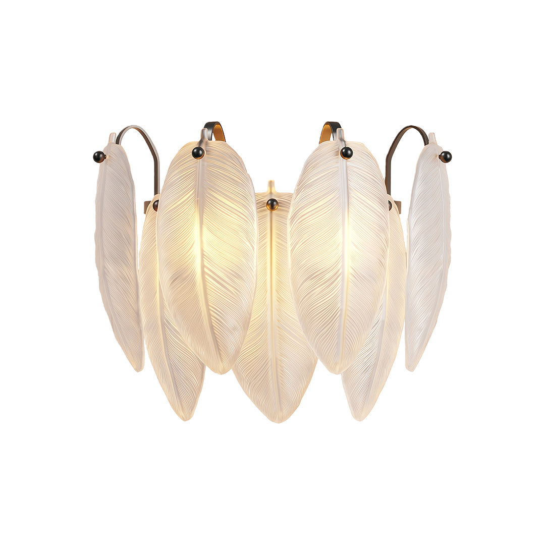 Feather Wall Sconce in Copper, Nickel, or Black – French Luxury Glass Lighting