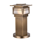 Solid Copper LED Bollard Garden Light with Clear Glass Shade, IP55 Waterproof Outdoor Lamp