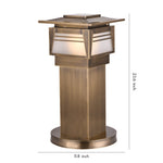 Solid Copper LED Bollard Garden Light with Clear Glass Shade, IP55 Waterproof Outdoor Lamp