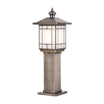 Solid Copper LED Bollard Landscape Light with Glass Shade, IP55 Waterproof for Garden Paths