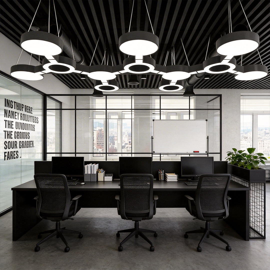 Aurelia Geometric LED Chandelier in Black Metal