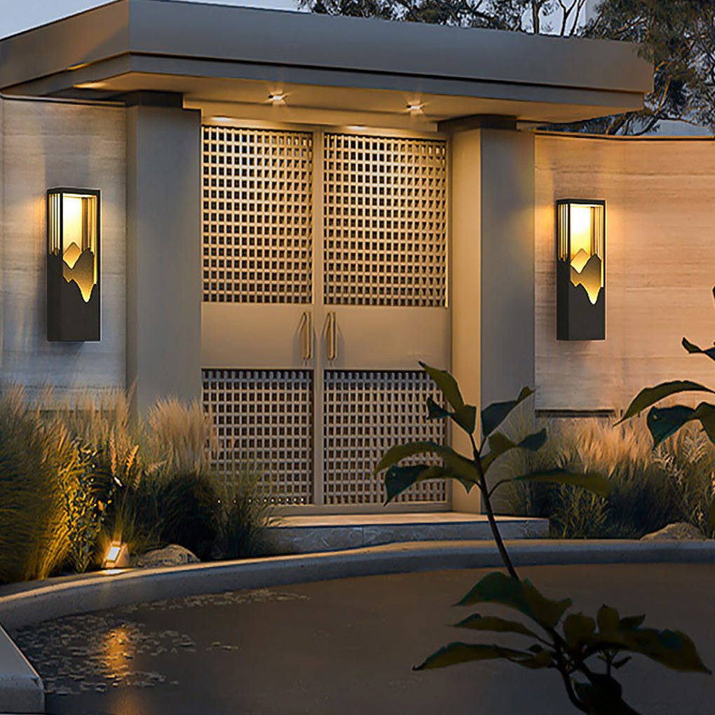 Mountain Scenery LED Wall Sconce – Waterproof Outdoor Lighting in Black