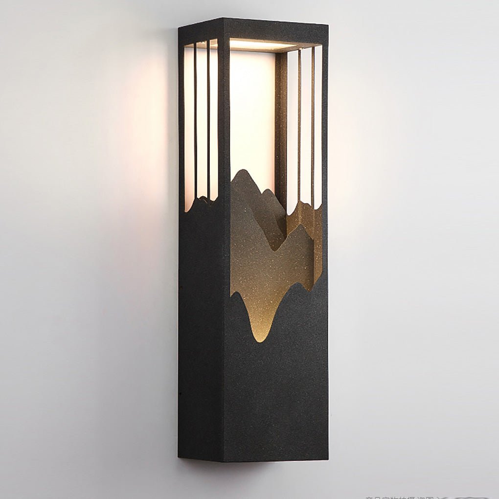 Mountain Scenery LED Wall Sconce – Waterproof Outdoor Lighting in Black