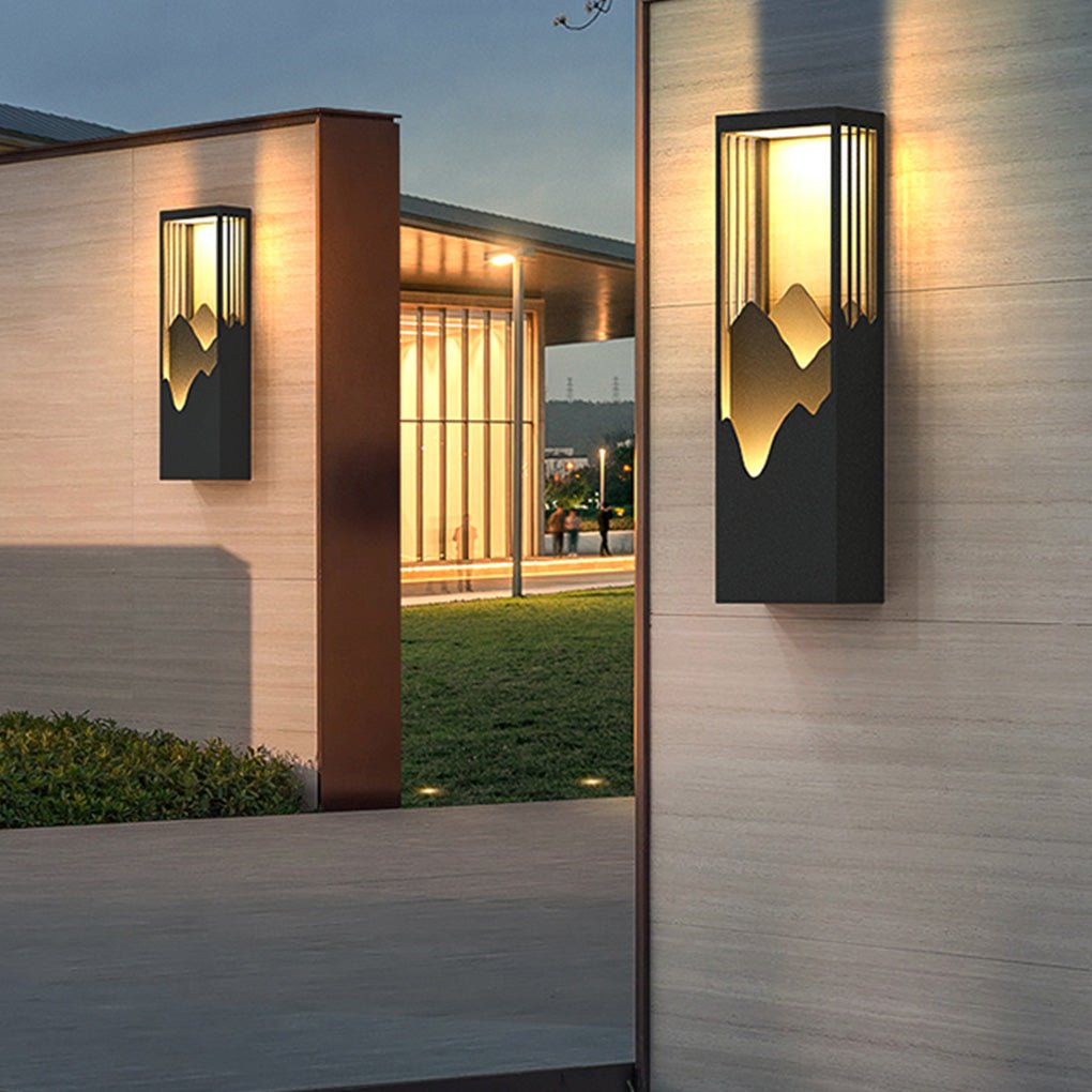 Mountain Scenery LED Wall Sconce – Waterproof Outdoor Lighting in Black