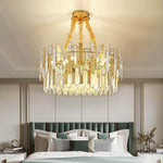 Queen Golden Crystal Chandelier Modern Luxury 9 12 17 Lights Adjustable Height 110 120V