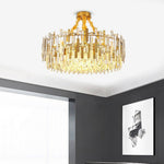 Queen Golden Crystal Chandelier Modern Luxury 9 12 17 Lights Adjustable Height 110 120V