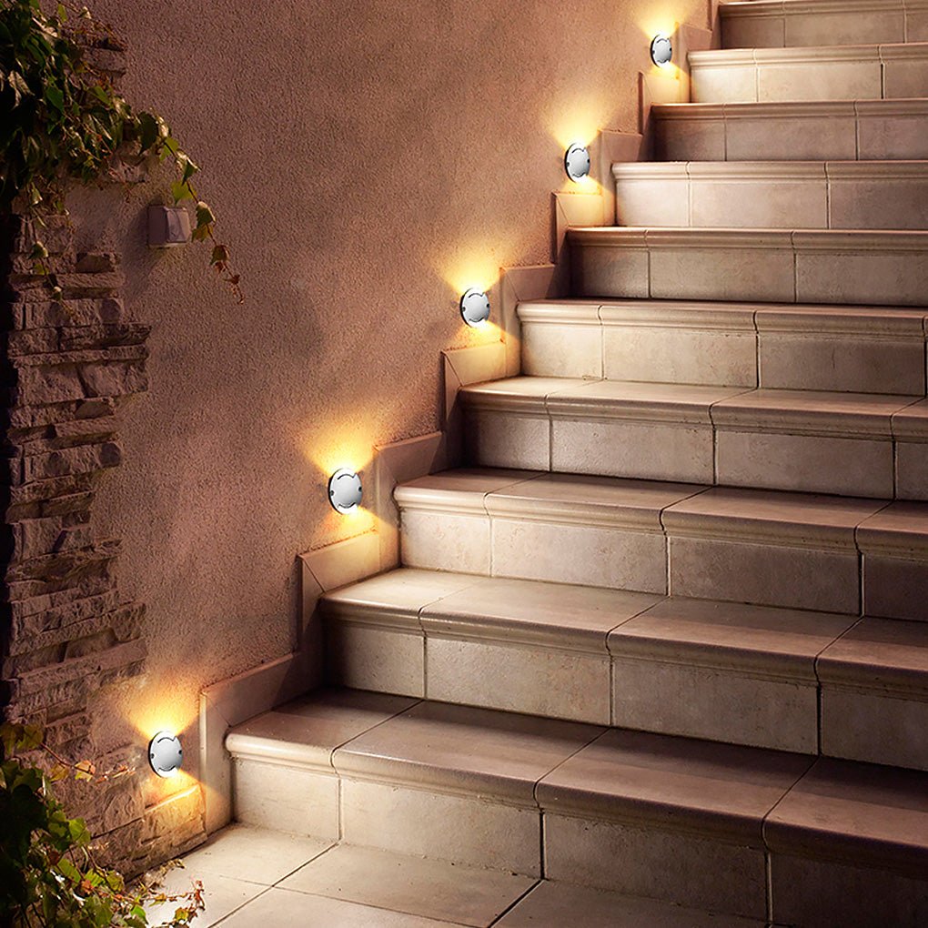 Round Dc12V Modern Recessed Led Step Lights Waterproof Underground Garden Deck Lighting