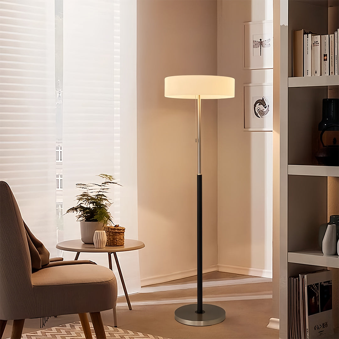 Lumière Drum Floor Lamp – LED Standing Light with Frosted Glass Shade
