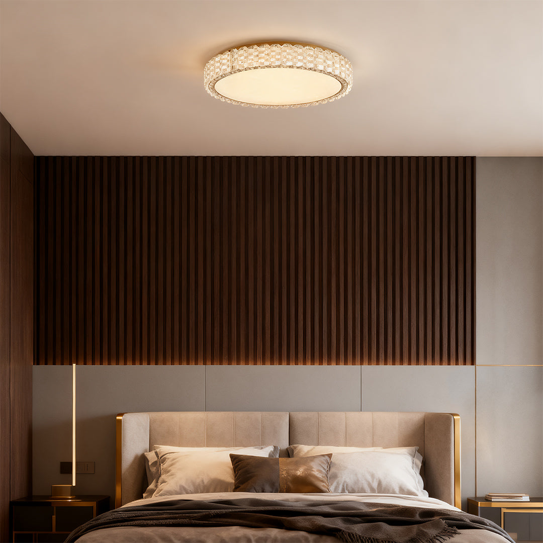 Luxury Crystal LED Flush Mount Ceiling Light in Chrome