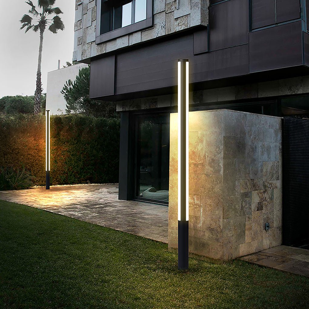 Modern Landscape Bollard Light with Warm LED Glow for Pathways and Courtyards