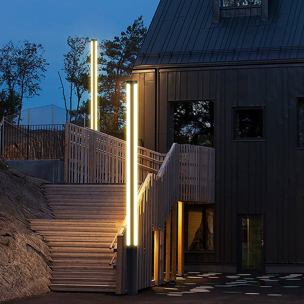 Modern Landscape Bollard Light with Warm LED Glow for Pathways and Courtyards