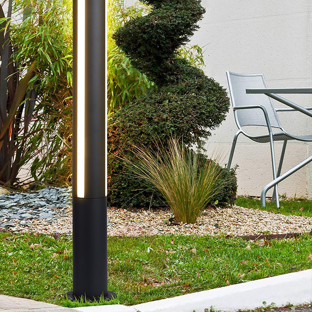 Modern Landscape Bollard Light with Warm LED Glow for Pathways and Courtyards