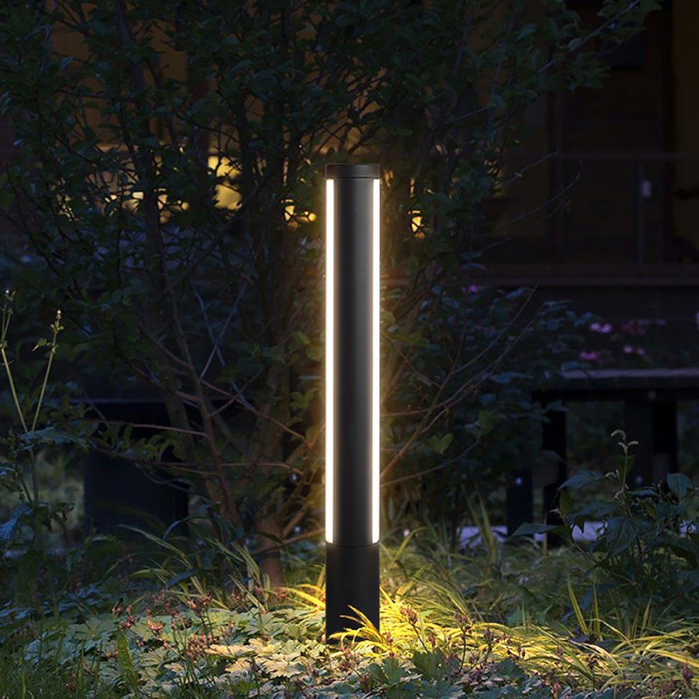 Modern Landscape Bollard Light with Warm LED Glow for Pathways and Courtyards