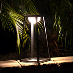 Modern Outdoor Floor Lantern with Stainless Steel Frame and Warm LED Glow