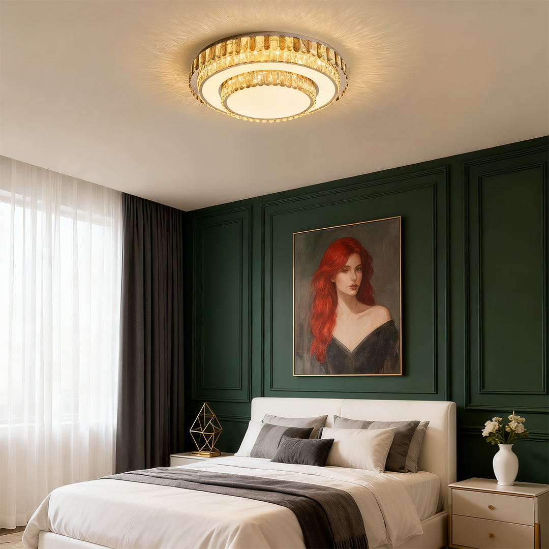 Lumina Crystal Flush Mount Ceiling Light in Chrome