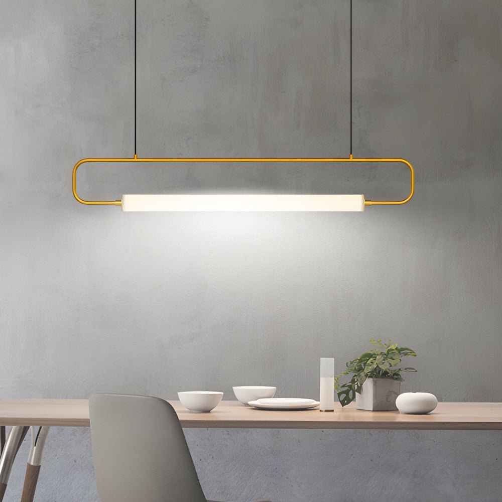 Skyline Linear LED Pendant Light in Black or Gold | Modern Minimalist Chandelier for Dining and Kitchen Island